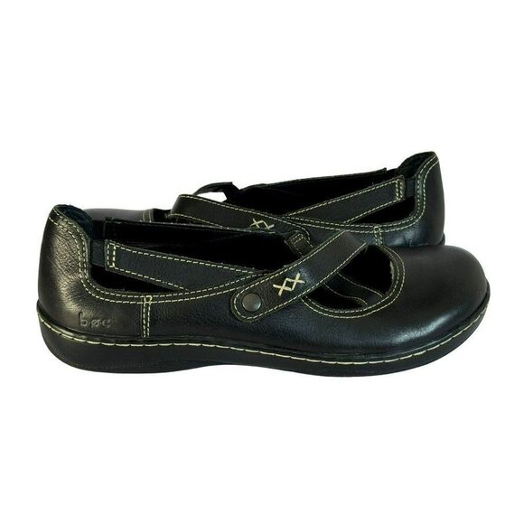 b.o.c. Born Concept 8M Black Leather Round Toe Cross-Over Front Slip-On Shoes - Picture 7 of 9
